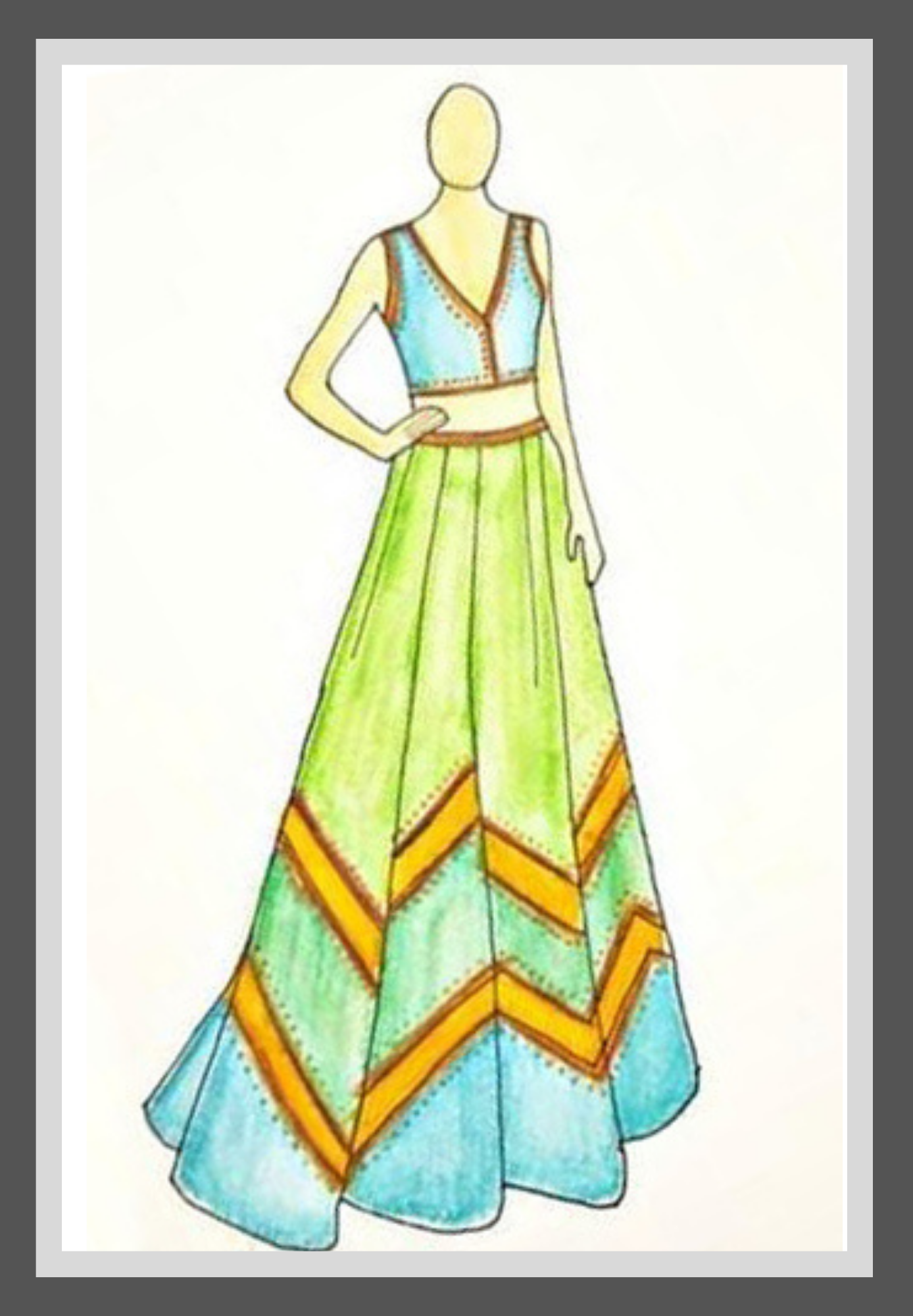 Electric Blue Bridal Lehenga Illustration 💙 : r/fashiondesigner